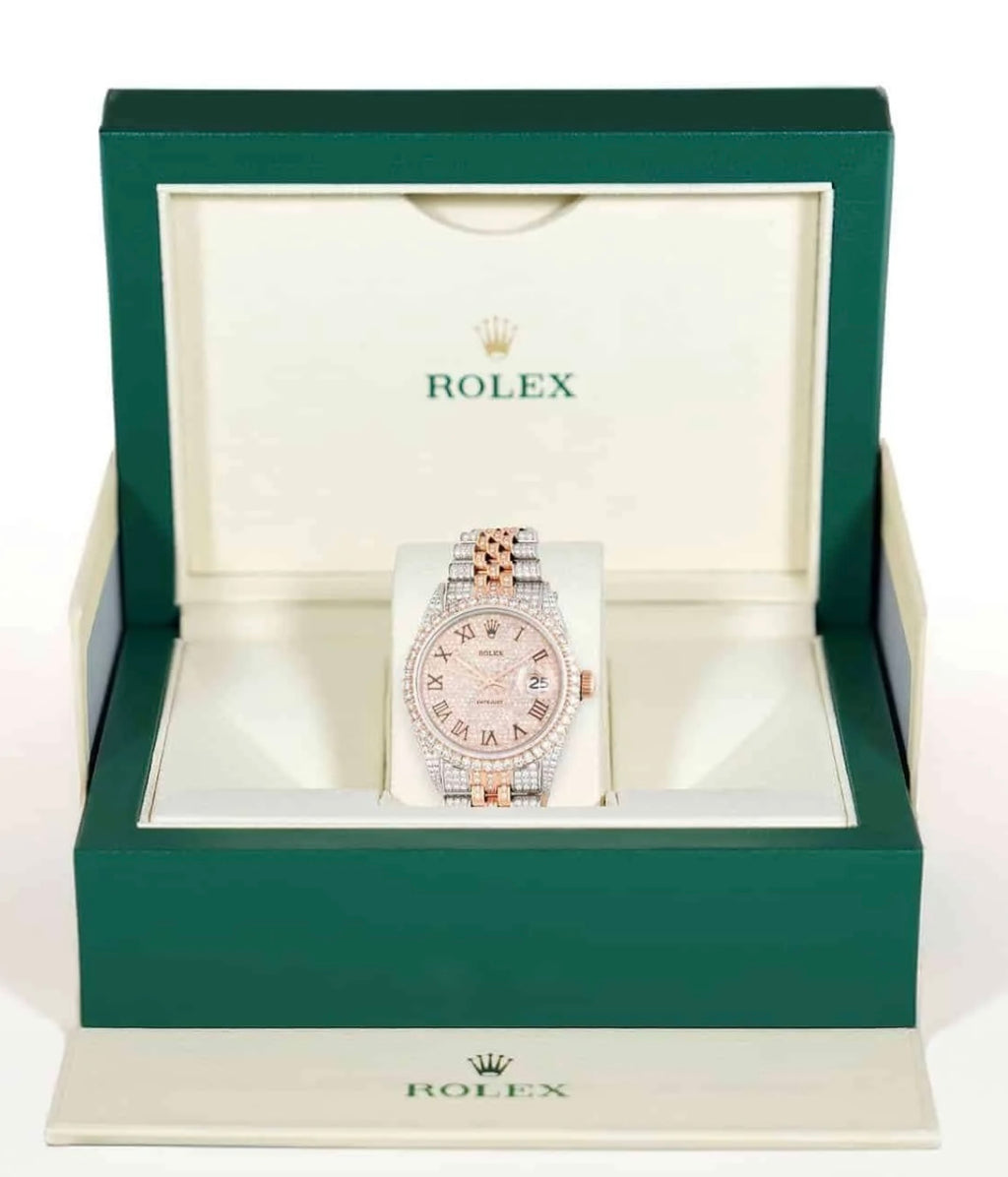 Rolex Datejust 12CTW Natural Diamond Stainless Steel White Rose
