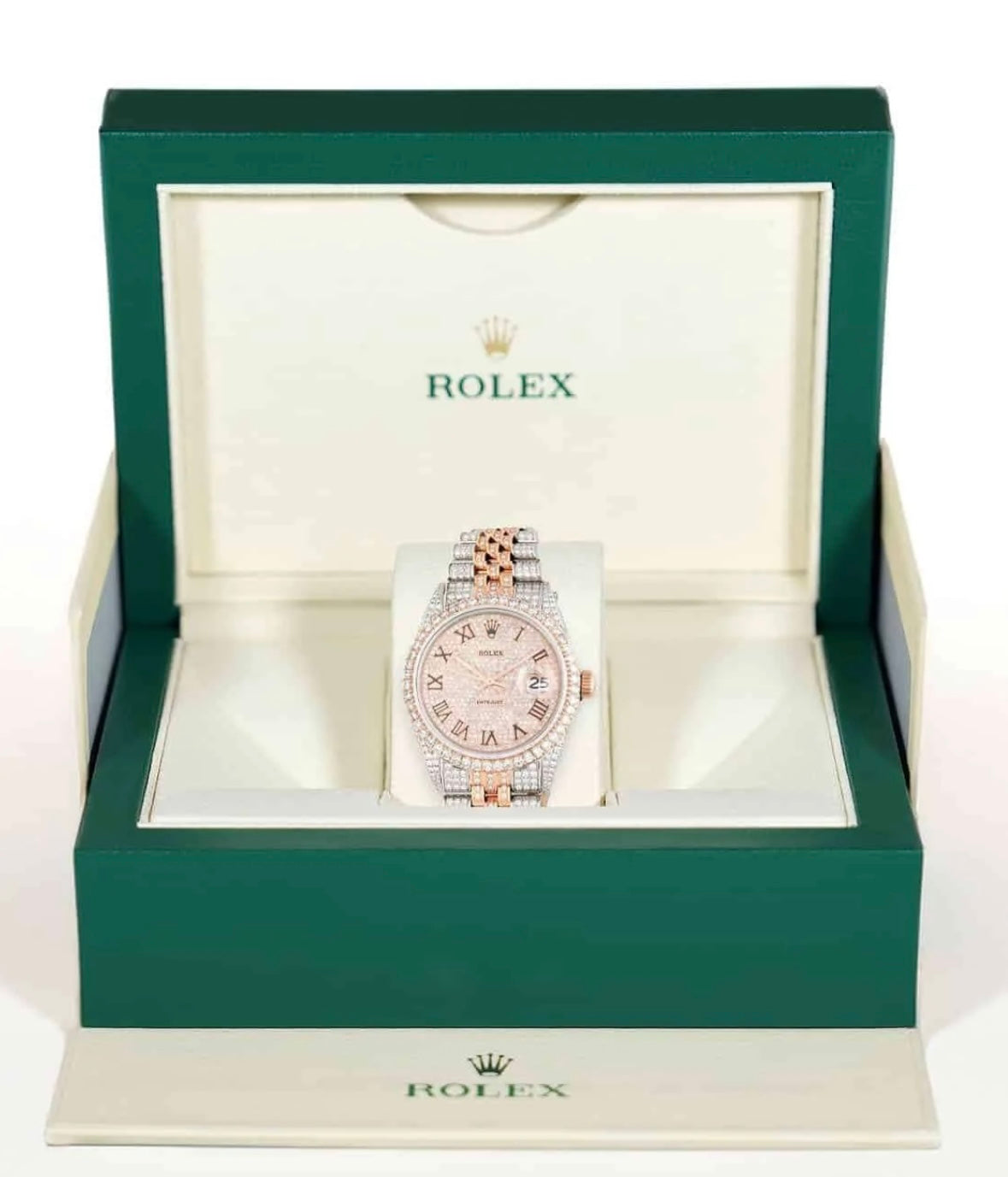 Rolex Datejust 12CTW Natural Diamond Stainless Steel White Rose