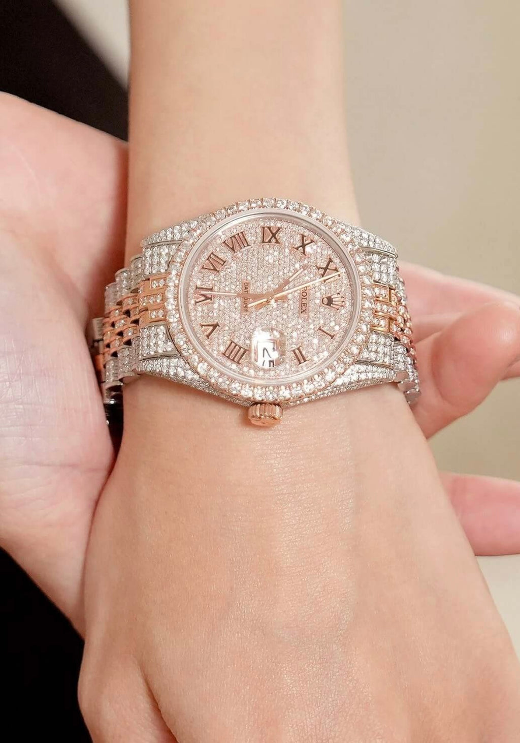 Rolex Datejust 12CTW Natural Diamond Stainless Steel White Rose